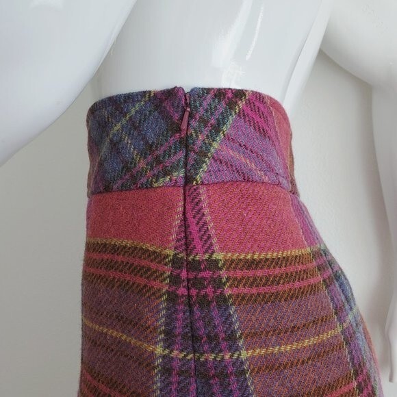 L.L. Bean Pink Plaid Wool Pencil Skirt - Picture 7 of 10